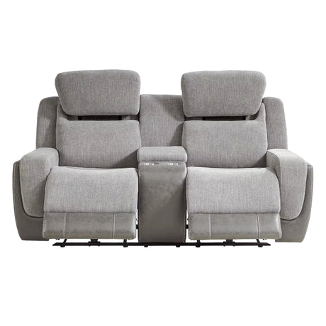 Causeuse en tissu gris deux tons zéro gravité motorisée avec console - K2179
