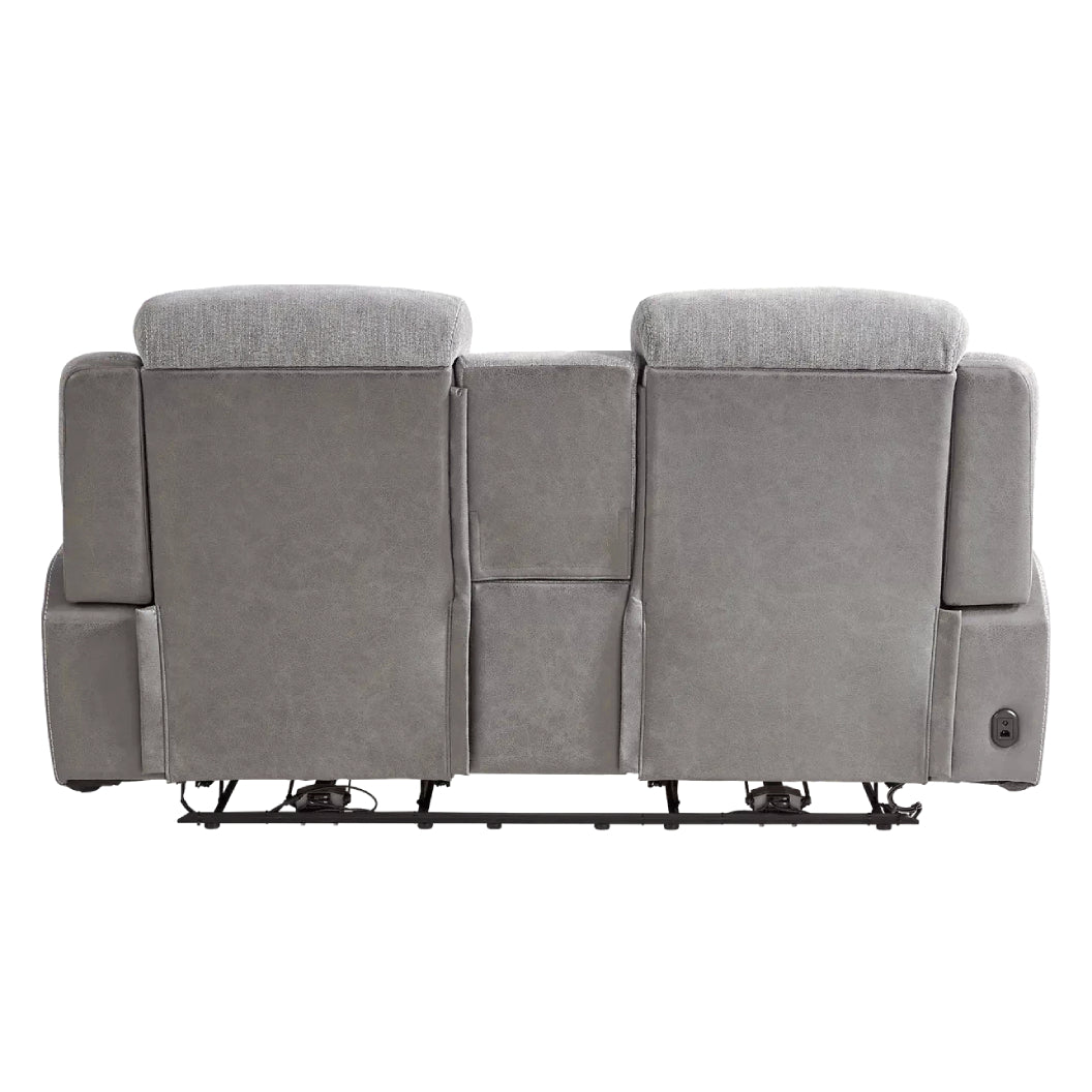 Causeuse en tissu gris deux tons zéro gravité motorisée avec console - K2179