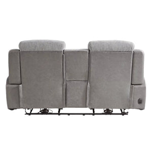 Causeuse en tissu gris deux tons zéro gravité motorisée avec console - K2179