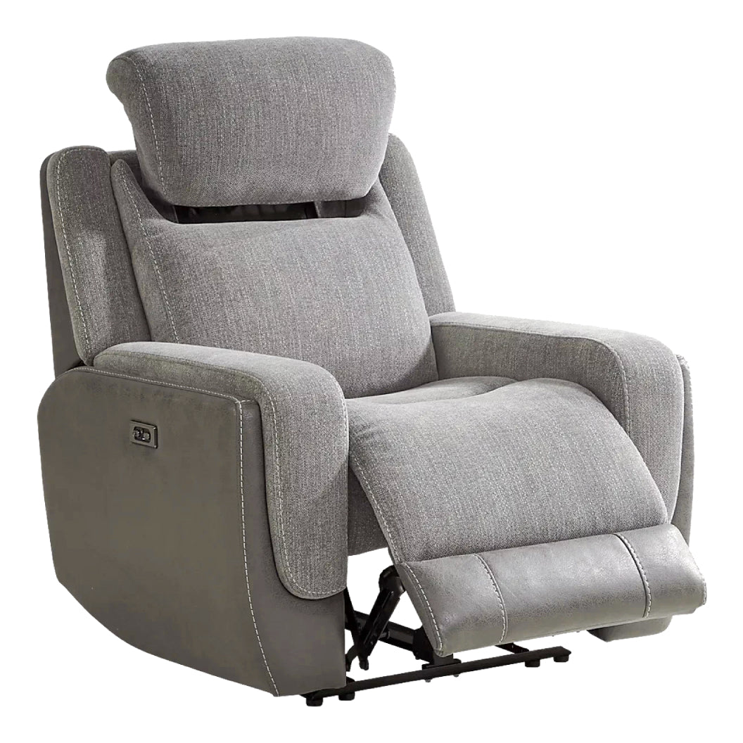 Fauteuil en tissu gris deux tons zéro gravité motorisé - K2179