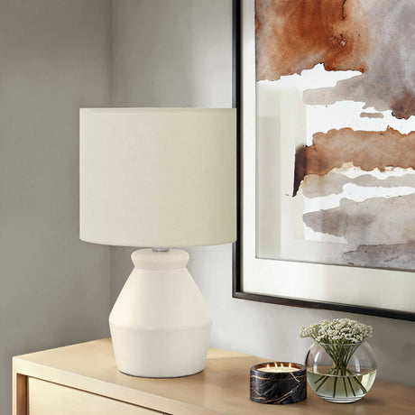 Lampe de table en céramique crème 17 po - I 9740