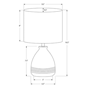 Lampe de table en céramique crème avec des rainures texturées 17 po - I 9741