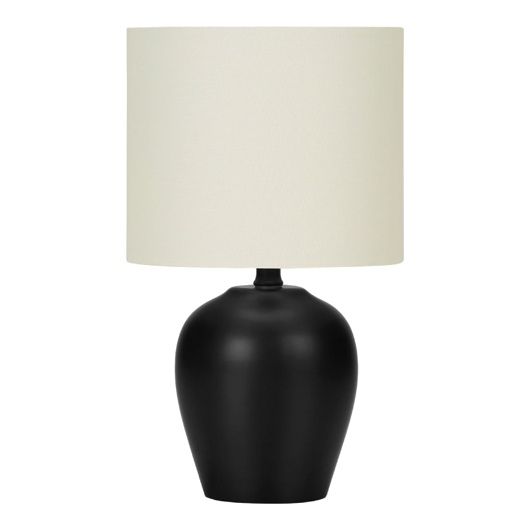 Lampe de table en céramique noire lisse 17 po - I 9738