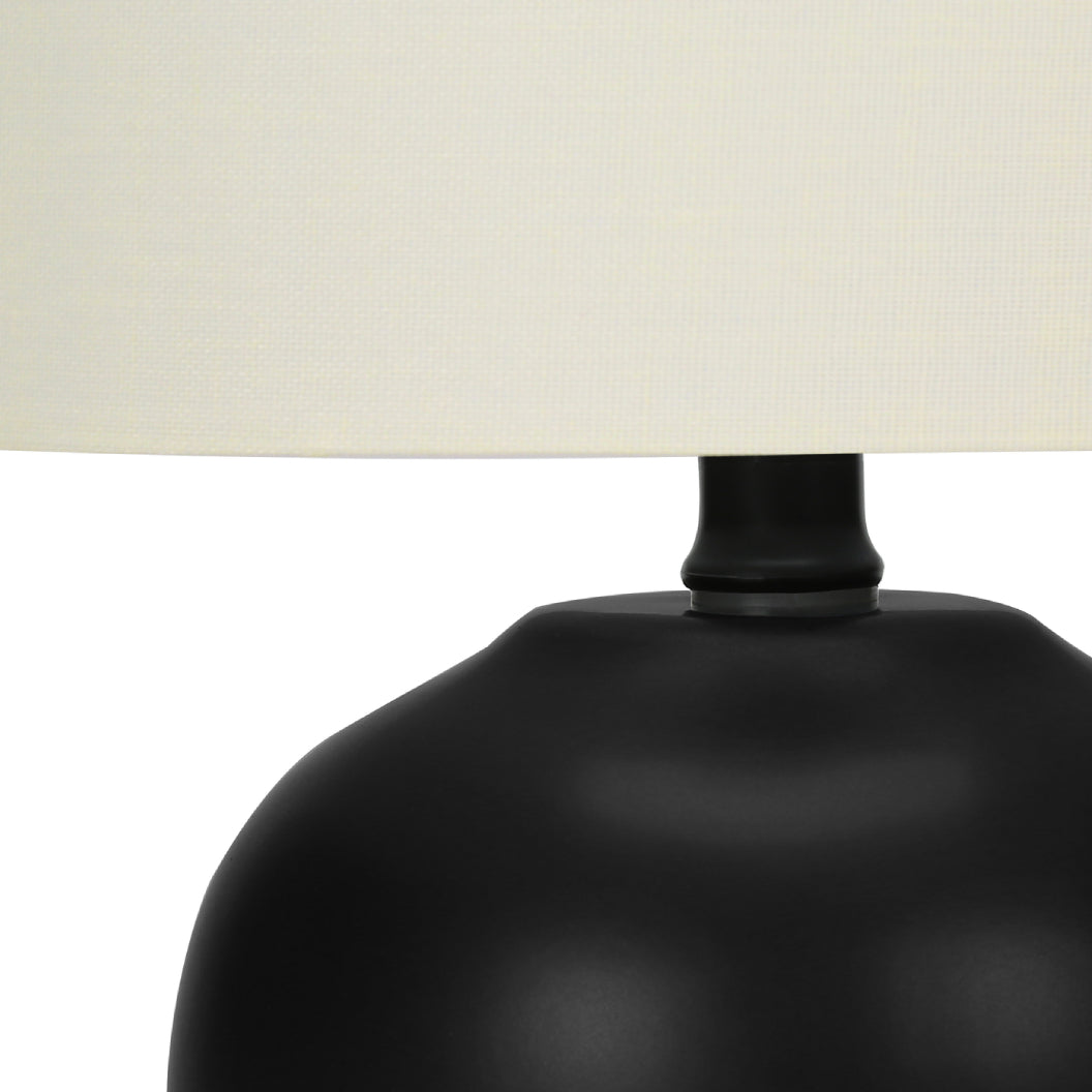 Lampe de table en céramique noire lisse 17 po - I 9738