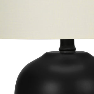 Lampe de table en céramique noire lisse 17 po - I 9738