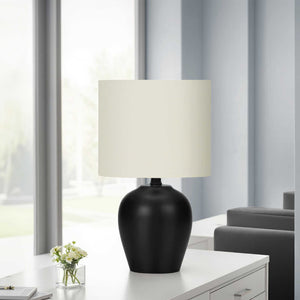 Lampe de table en céramique noire lisse 17 po - I 9738