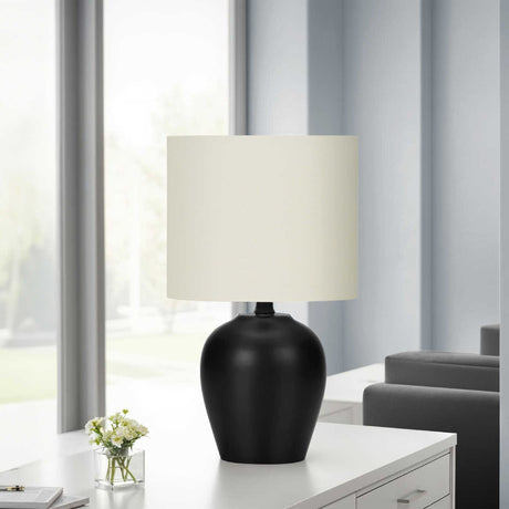 Lampe de table en céramique noire lisse 17 po - I 9738