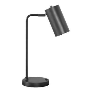 Lampe de table en métal gris avec port USB intégré 18 po - I 9645