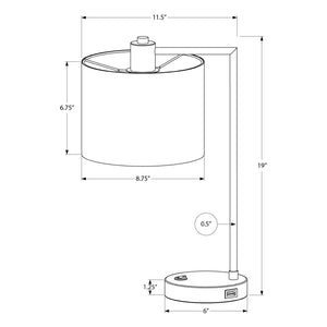 Lampe de table en métal noir avec port USB intégré 19 po - I 9646