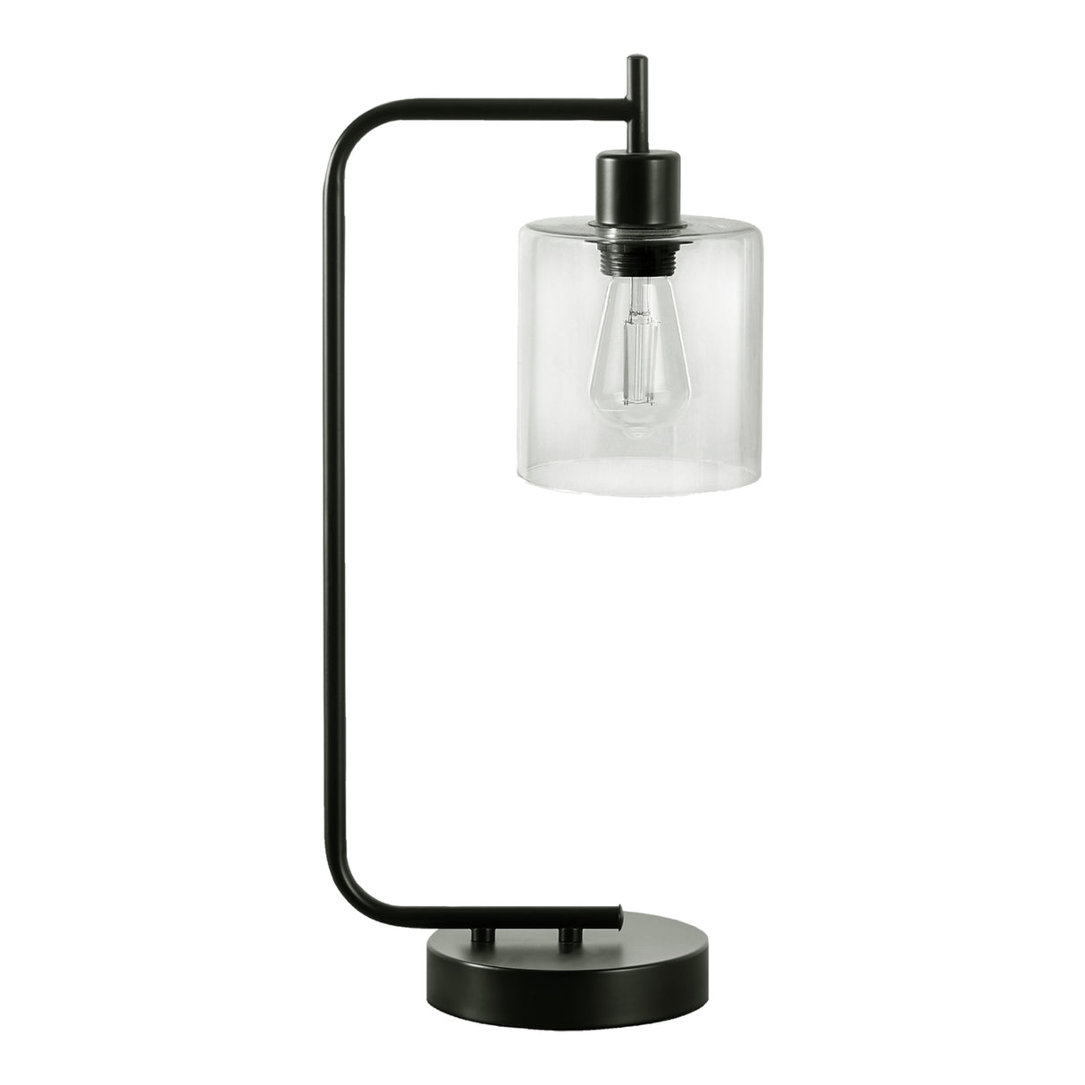 Lampe de table en métal noir et en verre 20 po.