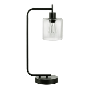 Lampe de table en métal noir et en verre 20 po.