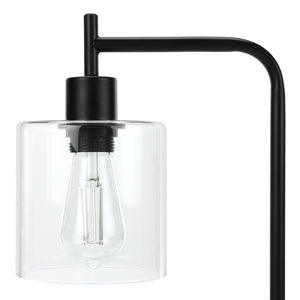 Lampe de table en métal noir et en verre 20 po.