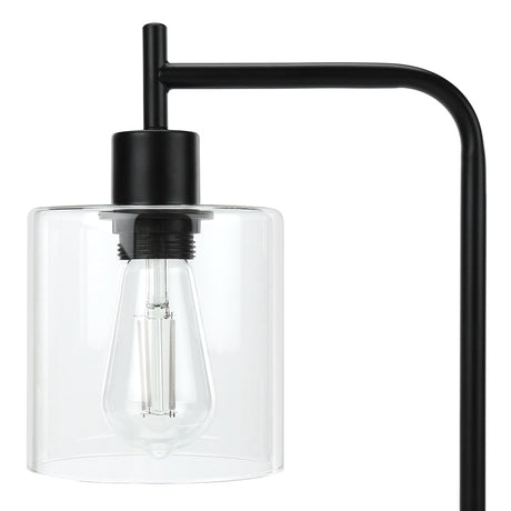 Lampe de table en métal noir et en verre 20 po.