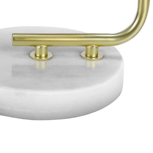 Lampe de table en marbre blanc et métal doré 20 po - I 9636