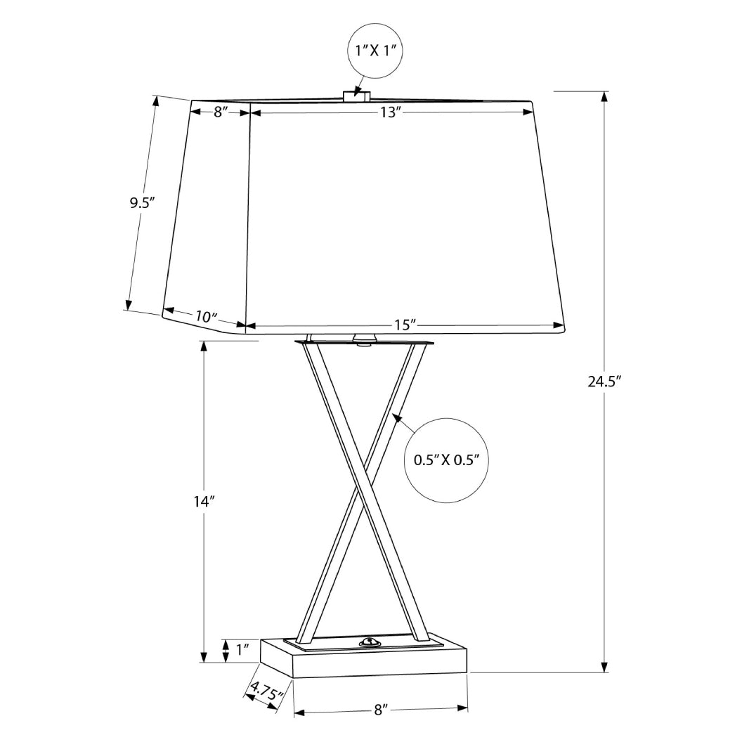 Lampe de table en métal noir avec port USB intégré 25 po - I 9638
