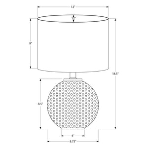 Lampe de table en résine grise texturée en forme de globe 19 po - I 9653