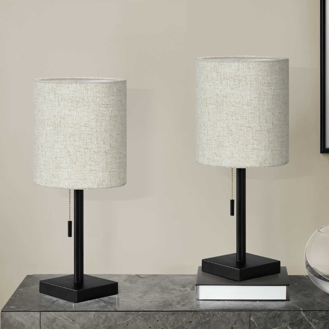 Ensemble de 2 lampes de table en métal noir avec port USB intégré 17 po - I 9650