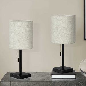 Ensemble de 2 lampes de table en métal noir avec port USB intégré 17 po - I 9650