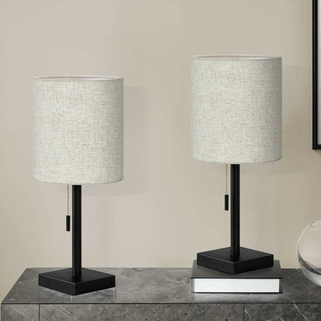 Ensemble de 2 lampes de table en métal noir avec port USB intégré 17 po - I 9650