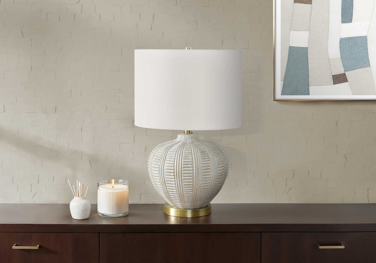 Lampe de table en résine crème texturée 21 po.
