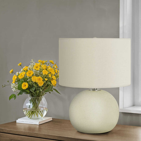 Lampe de table en céramique crème texturée 18 po - I 9630