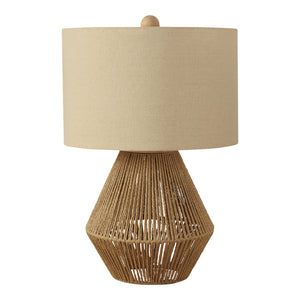 Lampe de table en corde de lin brun naturel 22 po.
