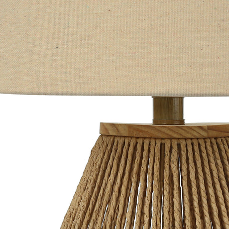 Lampe de table en corde de lin brun naturel 22 po.