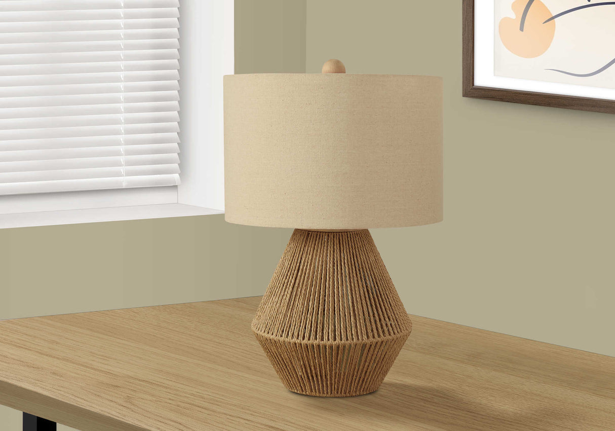 Lampe de table en corde de lin brun naturel 22 po.