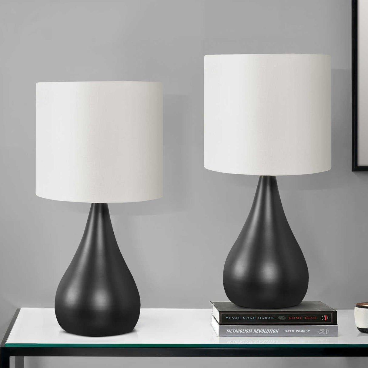 Ensemble de 2 lampes de table en métal noir 18 po - I 9639