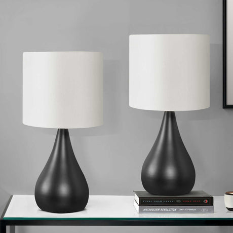 Ensemble de 2 lampes de table en métal noir 18 po - I 9639