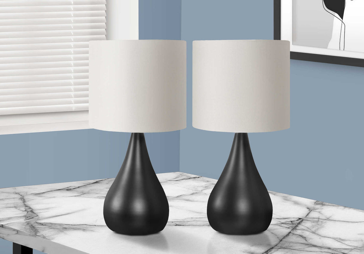 Ensemble de 2 lampes de table en métal noir 18 po.