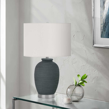 Lampe de table céramique bleue texturée 24 po - I 9622