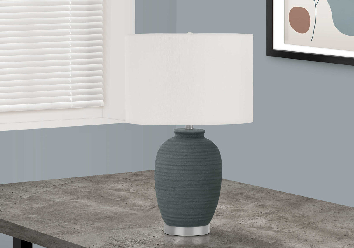 Lampe de table céramique bleue texturée 24 po.