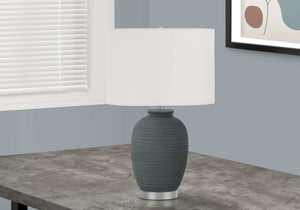 Lampe de table céramique bleue texturée 24 po.