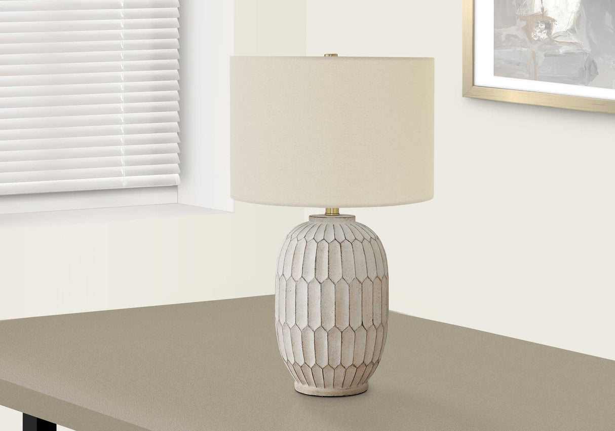 Lampe de table en résine crème texturée 24 po.