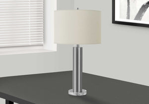 Lampe de table en métal nickel 28 po.
