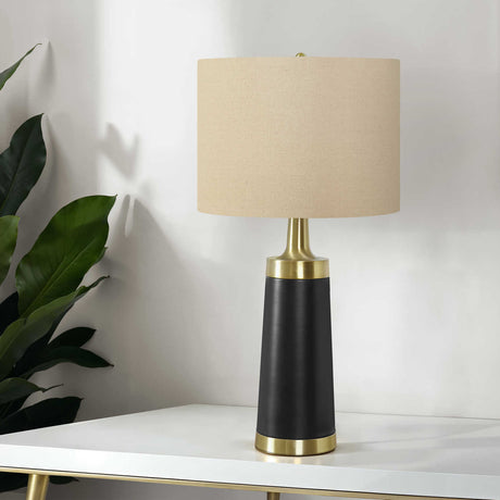 Lampe de table en métal noir et accents dorés 28 po - I 9623