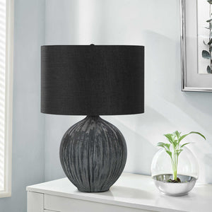 Lampe de table en céramique noire texturée 23 po - I 9618