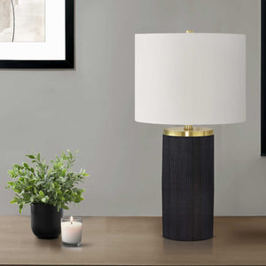 Lampe de table en béton noir et accents en métal doré 24 po - I 9710