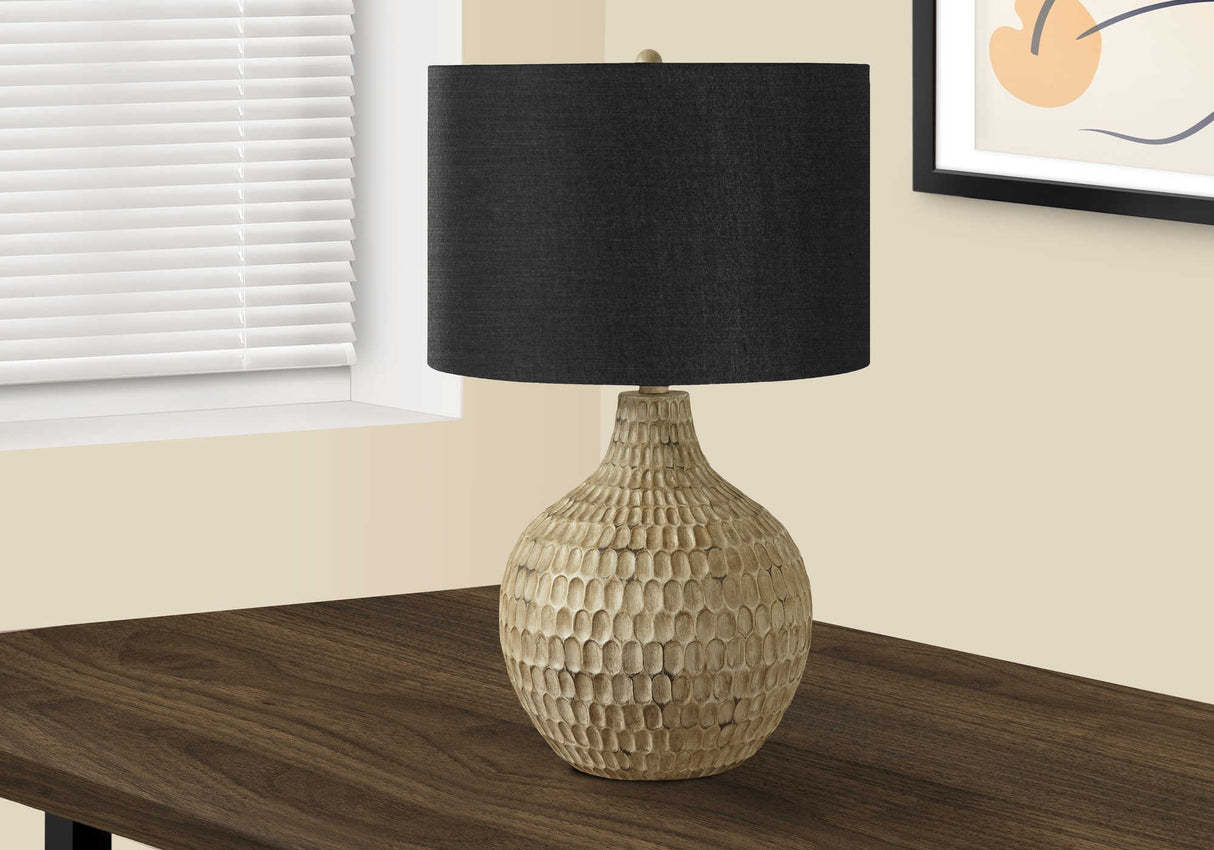 Lampe de table en résine brune texturée 25 po.
