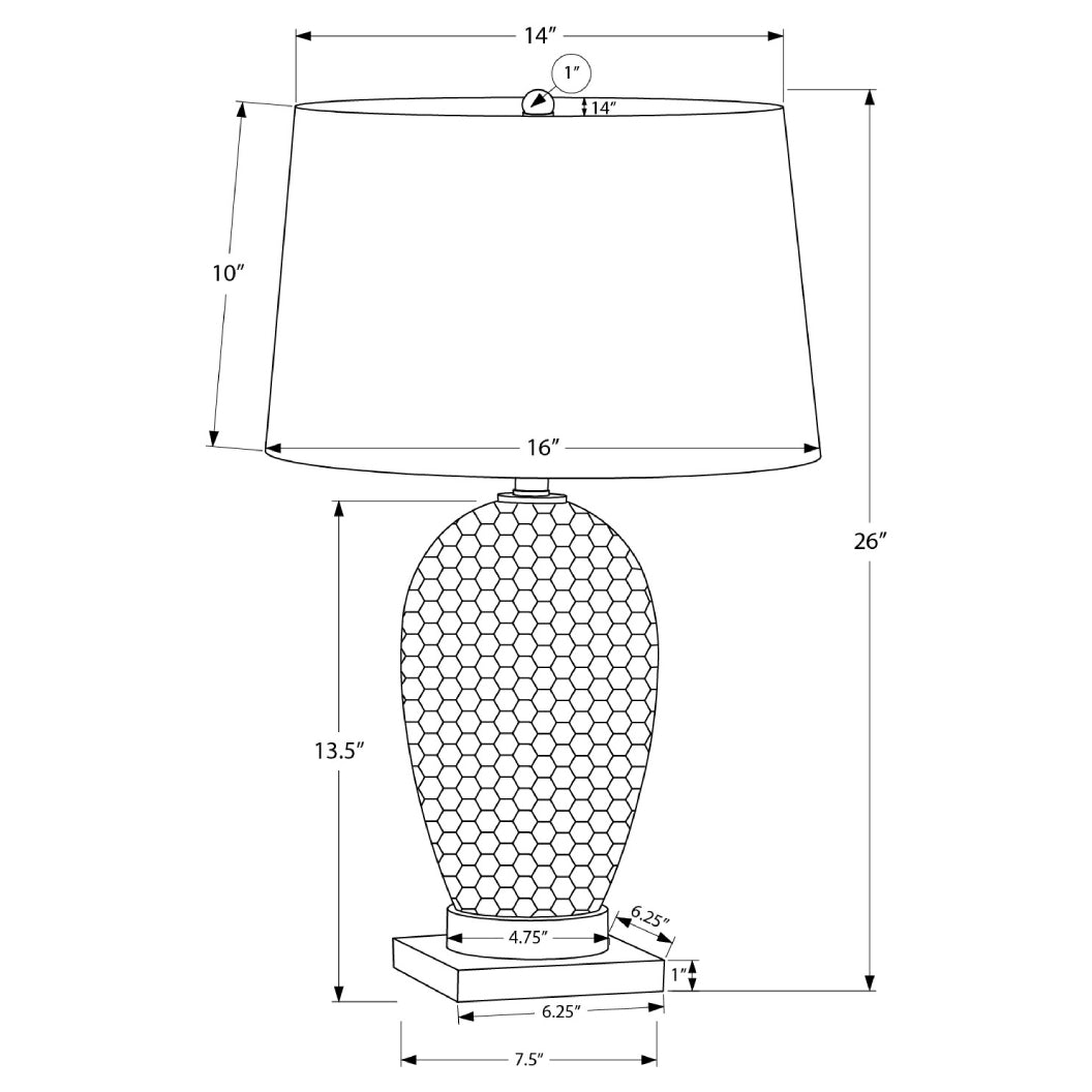 Lampe de table en céramique blanche et dorée 26 po. - I 9610