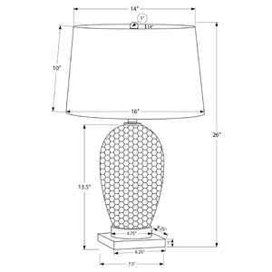 Lampe de table en céramique blanche et dorée 26 po. - I 9610