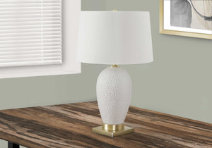 Lampe de table en céramique blanche et dorée 26 po