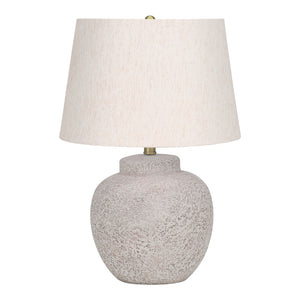 Lampe de table en béton texturé crème en forme d'urne 22 po. - I 9732