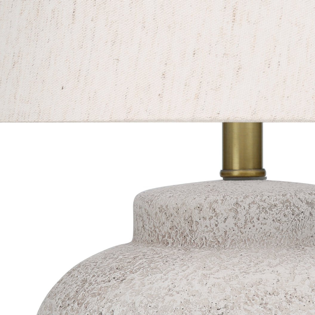 Lampe de table en béton texturé crème en forme d'urne 22 po. - I 9732