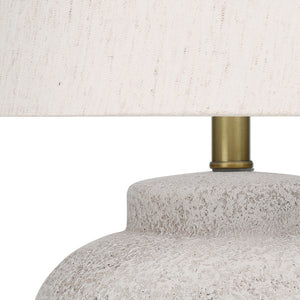 Lampe de table en béton texturé crème en forme d'urne 22 po. - I 9732