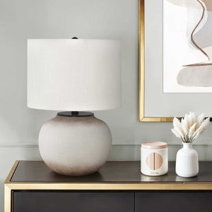 Lampe de table en céramique crème avec des nuances brunes 21 po. - I 9722