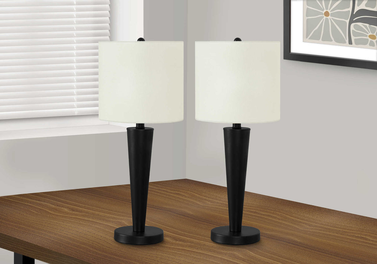 Ensemble de 2 lampes de table en métal noir 24 po.