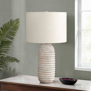 Lampe de table en résine crème texturée 28 po - I 9742