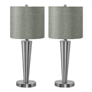 Ensemble de 2 lampes de table en métal argenté